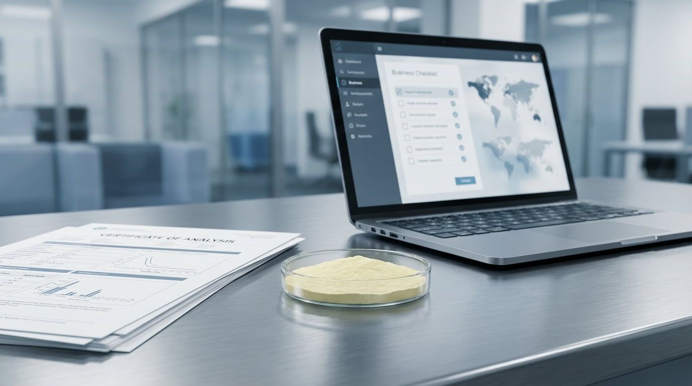 A professional setting showing a Certificate of Analysis for resistant dextrin