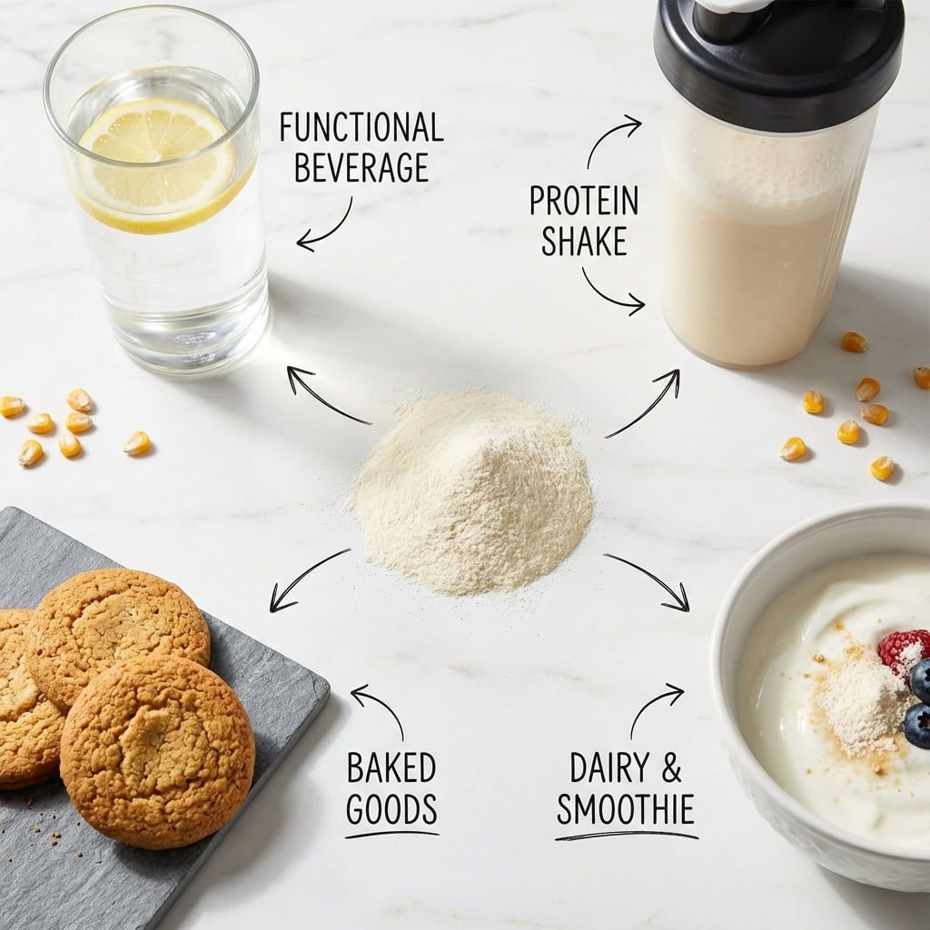 Applications of resistant dextrin in drinks, powders, and bakery
