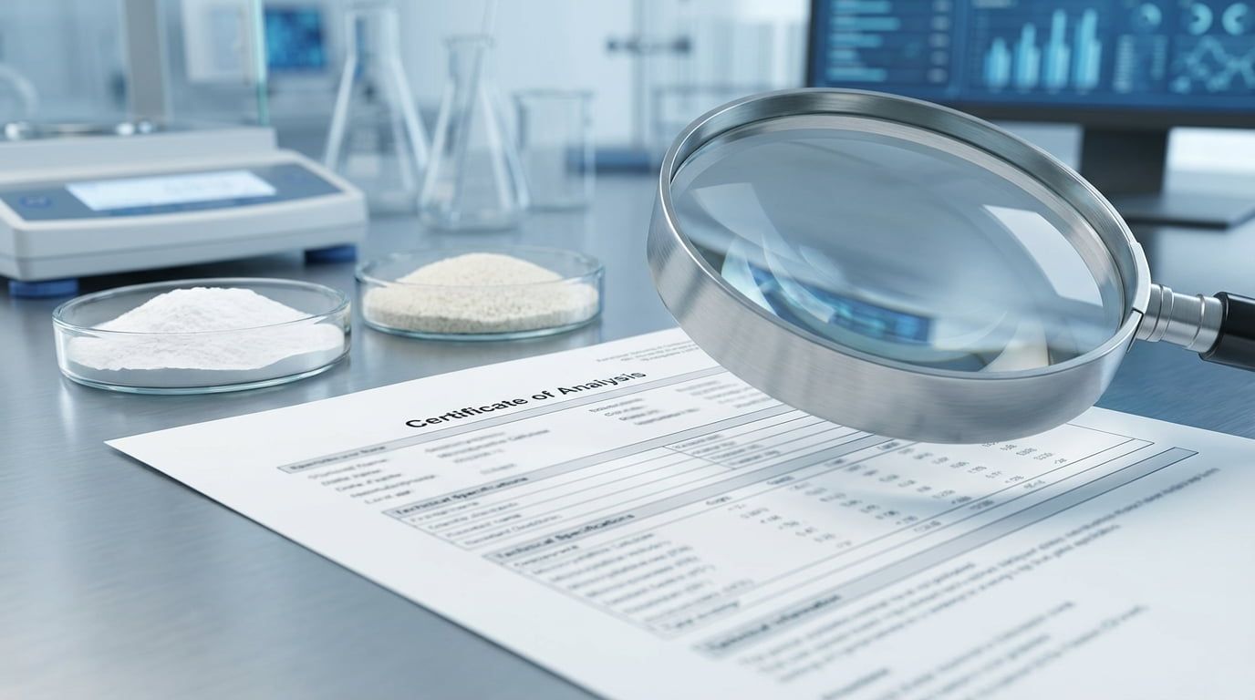 A conceptual image representing quality control and compliance when sourcing ingredients like MCC and resistant dextrin from China.