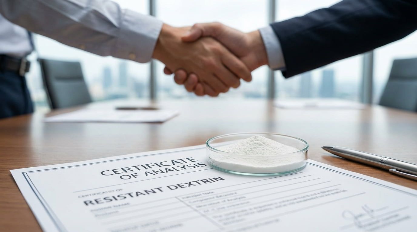 Strategic procurement negotiation scene for resistant dextrin sourcing