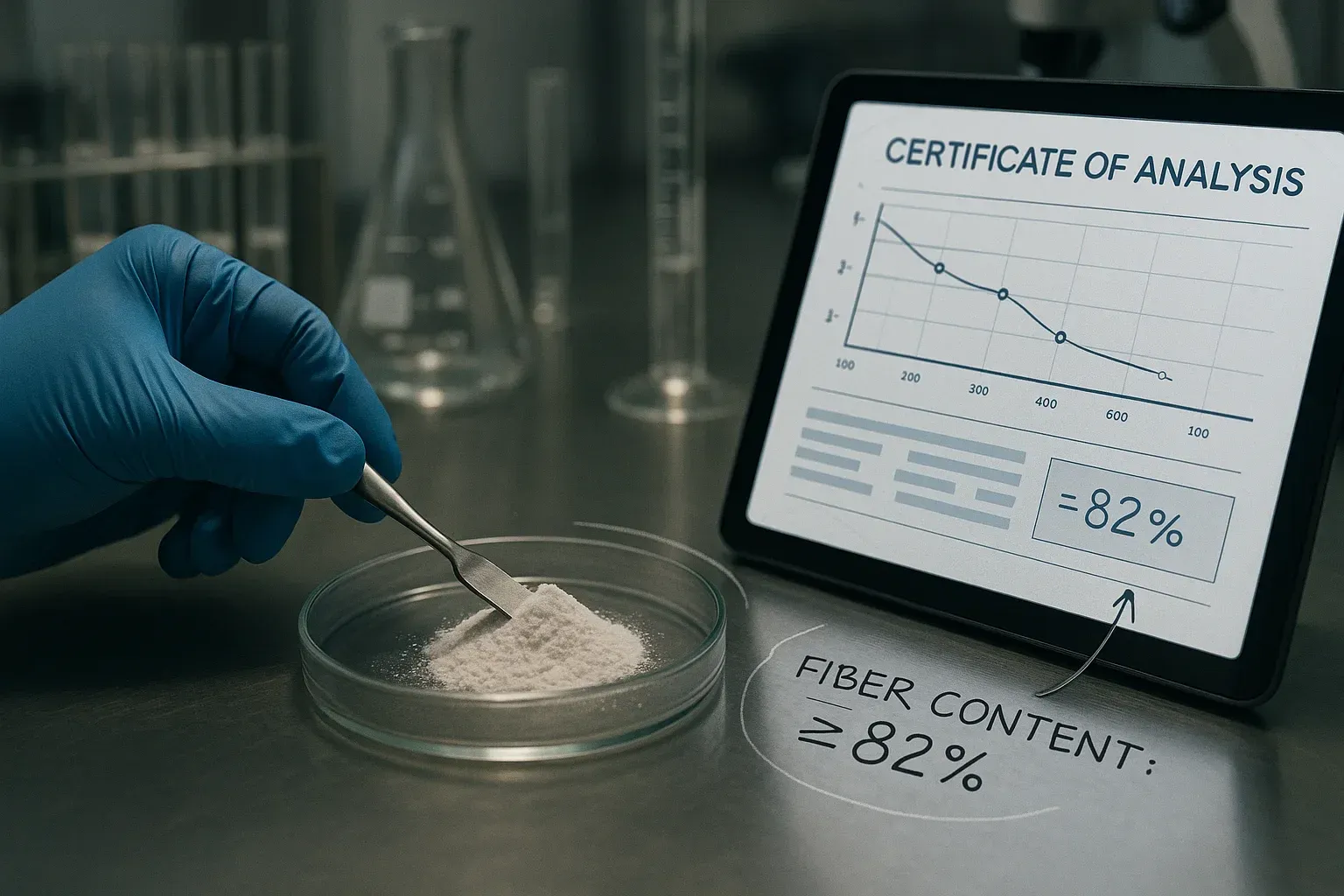 Technician verifying ingredient quality in a modern QC lab
