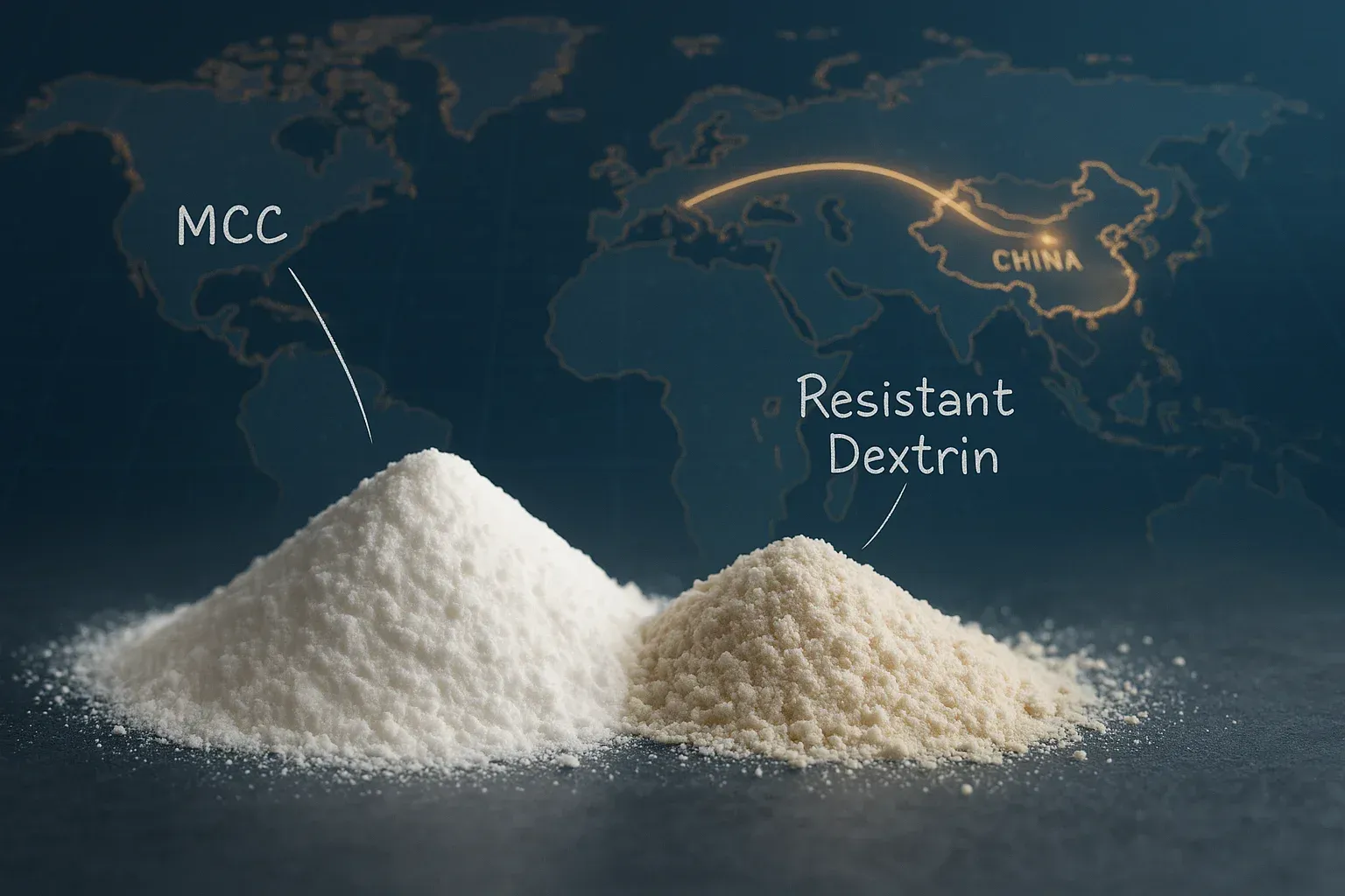 Global sourcing of microcrystalline cellulose and resistant dextrin from China