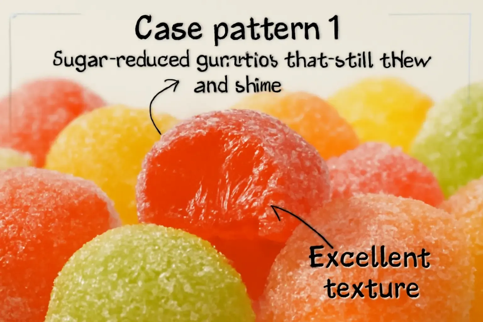 Close-up of fiber-enriched gummies showing chewy texture
