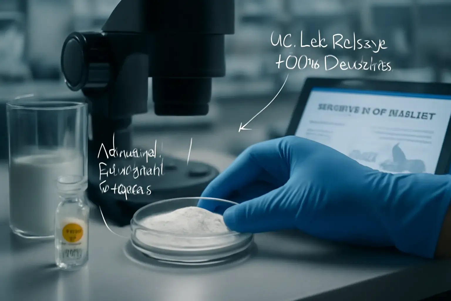 A quality control laboratory scene illustrating the enzymatic treatment and QC testing